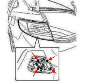 схема крепления заднего фонаря Hyundai Grandeur (Azera) (после 2011 года)
